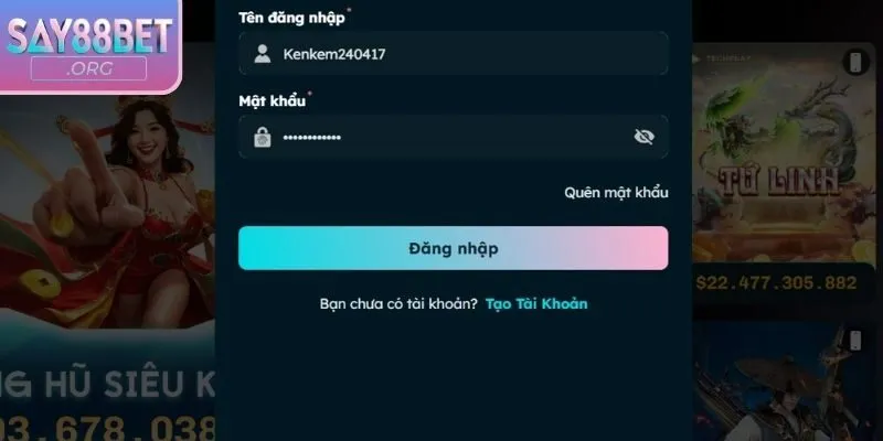 Điền bảo mật đăng nhập Say88 chính xác tuyệt đối