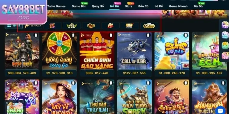 Các game nổ hũ Say88 đến từ NPH lớn