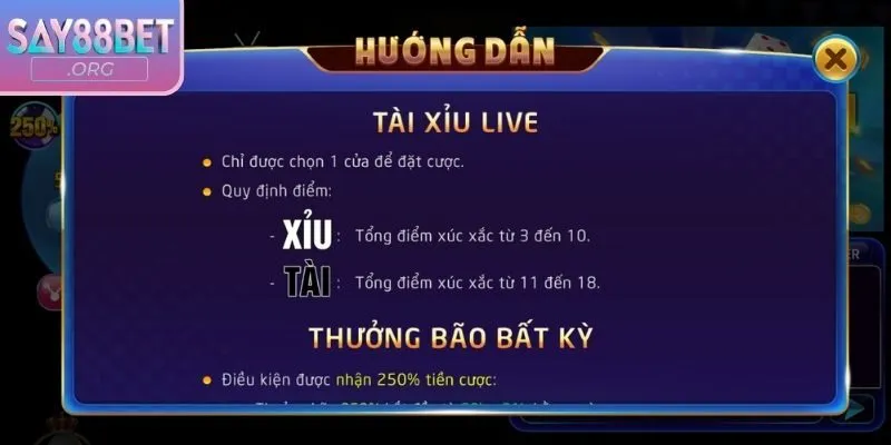 Các quy tắc tính điểm tài xỉu Say88 chặt chẽ